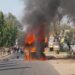 A major road accident took place in Giridih, a child died, angry people set the truck on fire