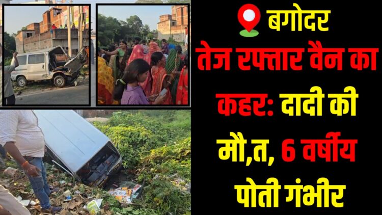 Speeding van kills grandmother, critically injures granddaughter in Bagodar road accident.